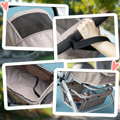 Dog/Pet Stroller for Small Dogs/Cats, 4 Wheels One-Click Fold with Swivel Wheels, Brake, Basket Storage, Safety Belts, Adjustable Canopy, Zippered Mesh Window Door, Brown