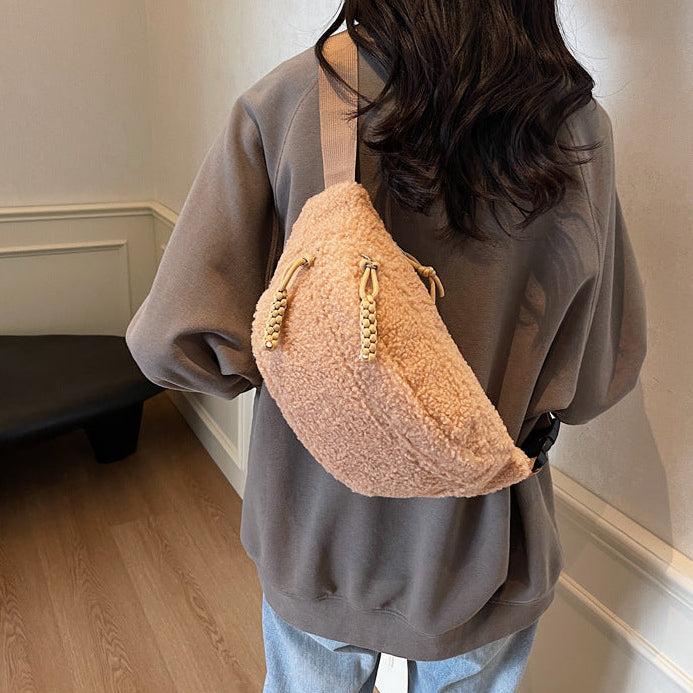 Cozy Sherpa Plush Crossbody Bag Large Capacity