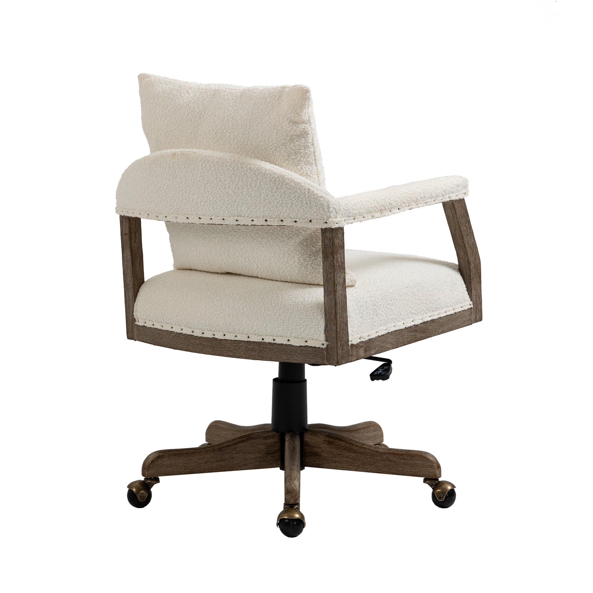 Office Chair Adjustable Swivel Chair Fabric Seat Home Study Chair - Beige
