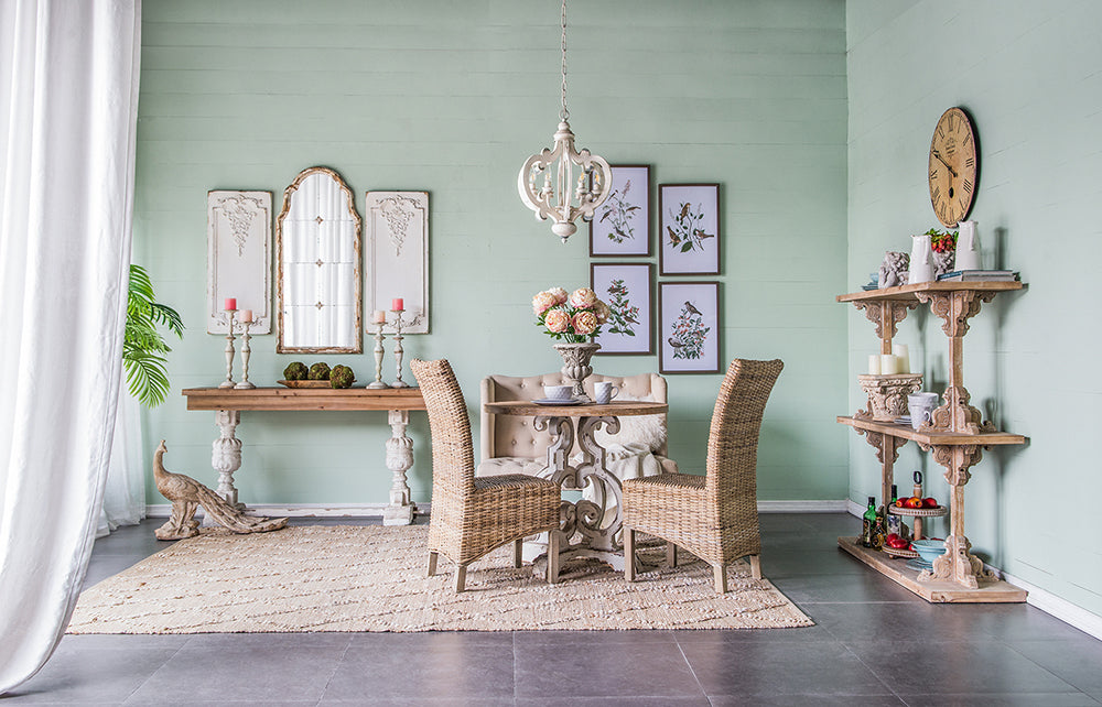 French Country Wood Chandelier, 6-Light Farmhouse Pendant Light Fixture with Adjustable Chain