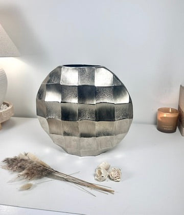 Art Piece Metallic Vase Silver 13.5" tall