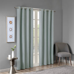 50x84"  Printed Heathered Blackout Grommet Top Curtain Panel - Seafoam