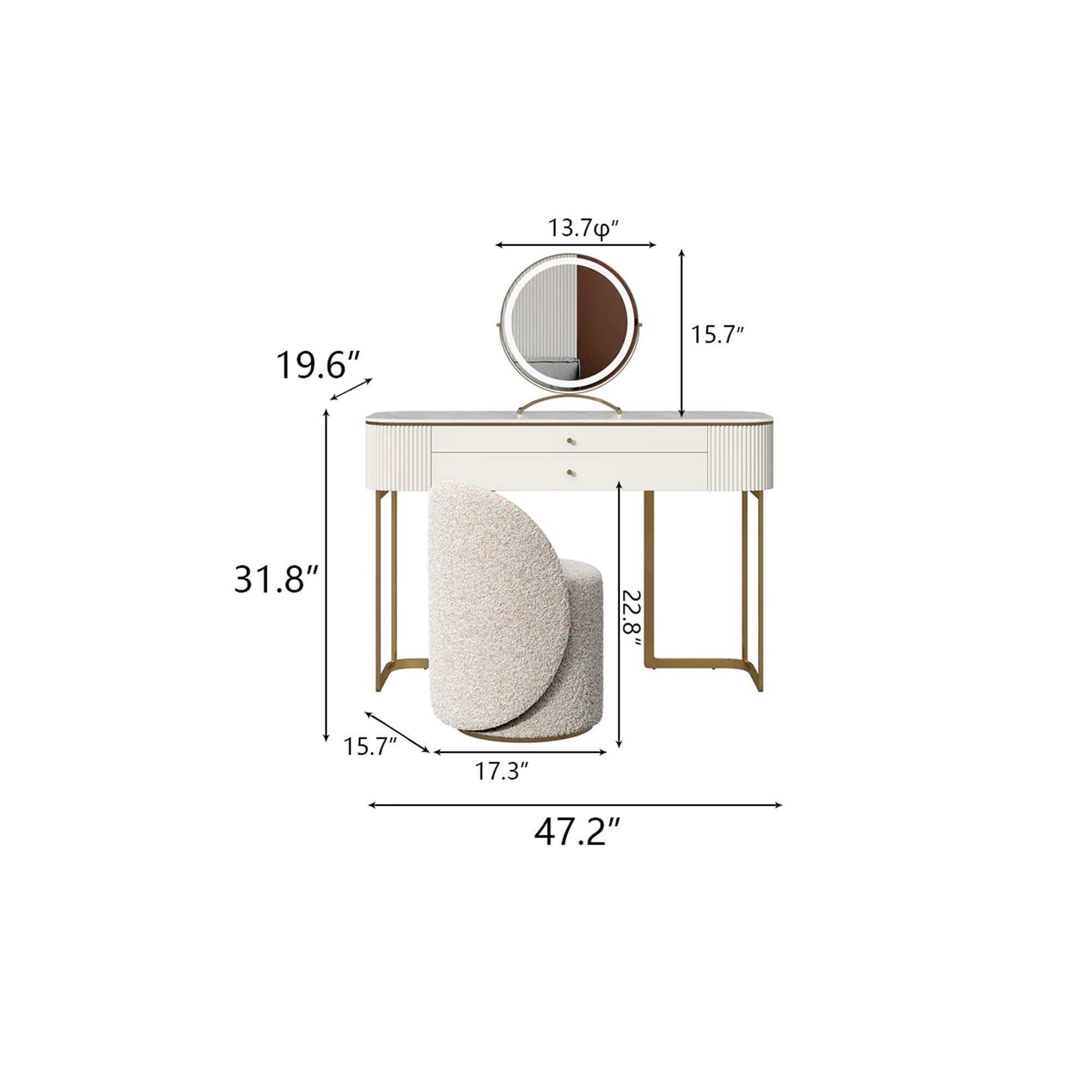Elegant 2-Drawer Vanity Table Set - White