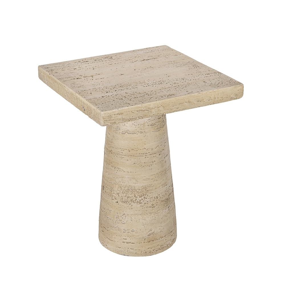 Cream Square Side Table with Pedestal Base 20x20x24"