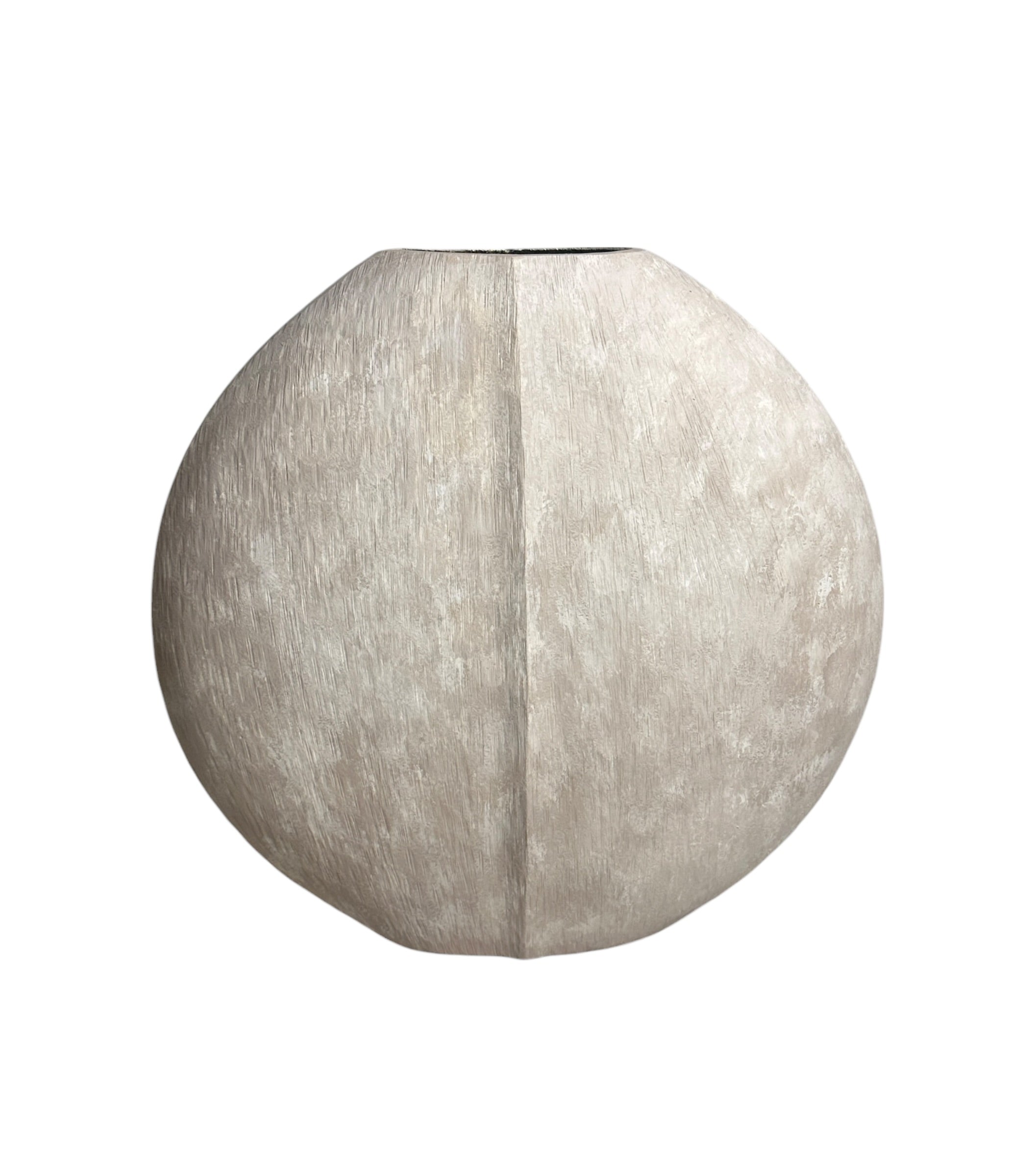 Modern Round metallic Beige Washed vase 14” tall