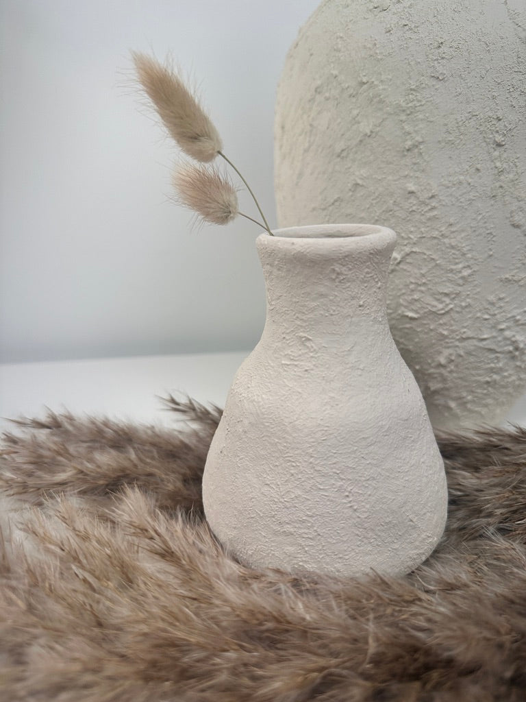 Set of 3 minimalist vases - hand painted and textured - off white