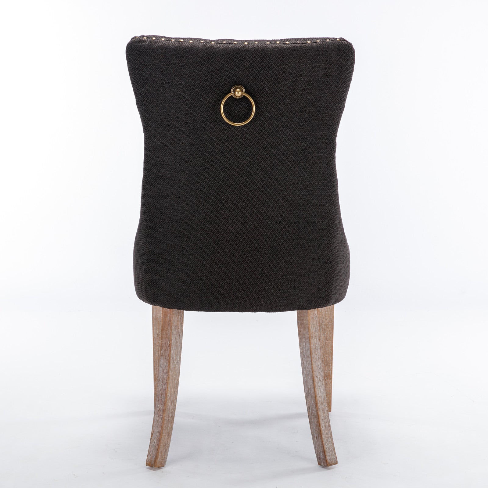 Set of 2 - High-end Tufted Solid Wood Contemporary Flax Upholstered Linen Dining Chair with Wood Legs Nailhead Trim - Black Linen