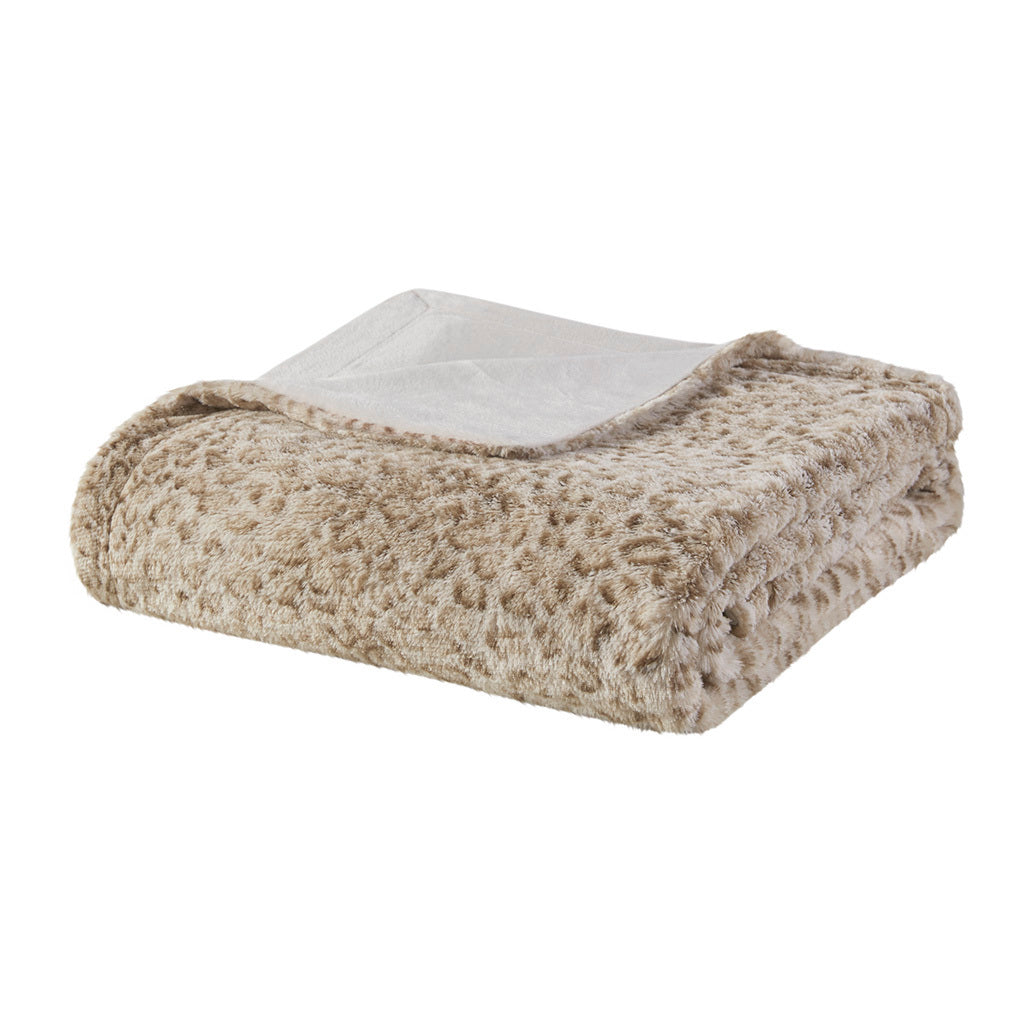Zuri Oversized Faux Fur Throw - Leopard Print