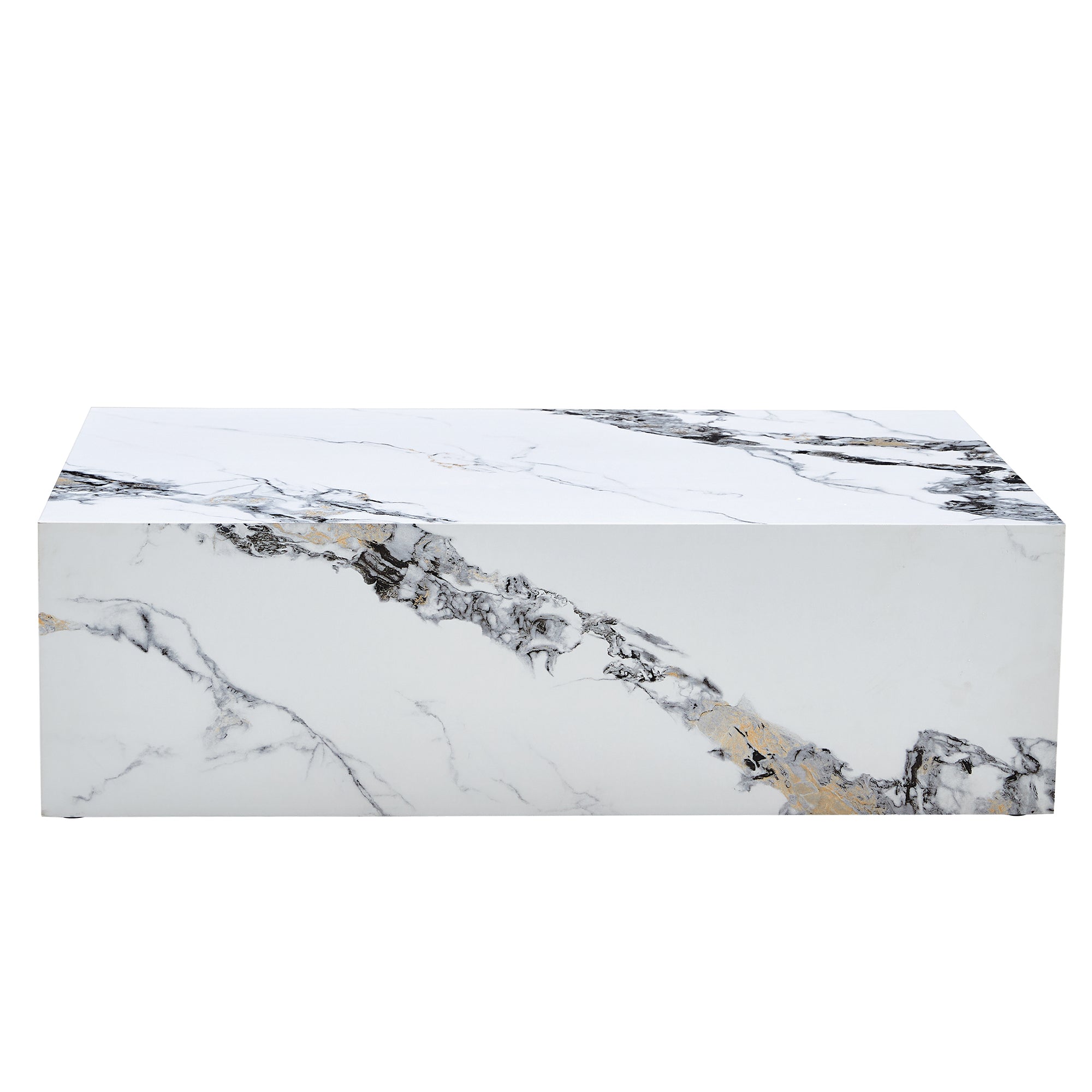 Modern Coffee Table with Marble Pattern - White