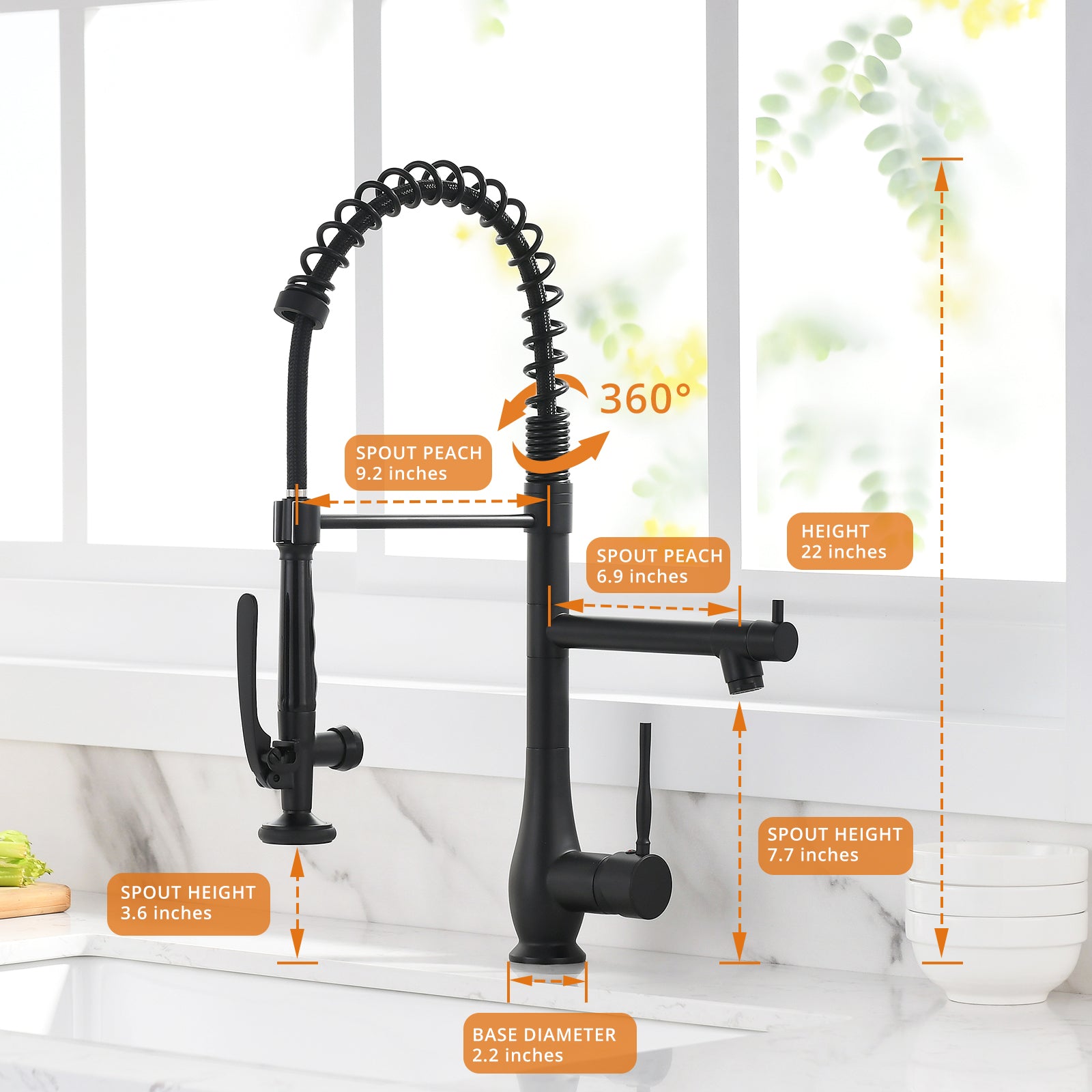 Single Handle Kitchen Sink Faucet - Black and Silver