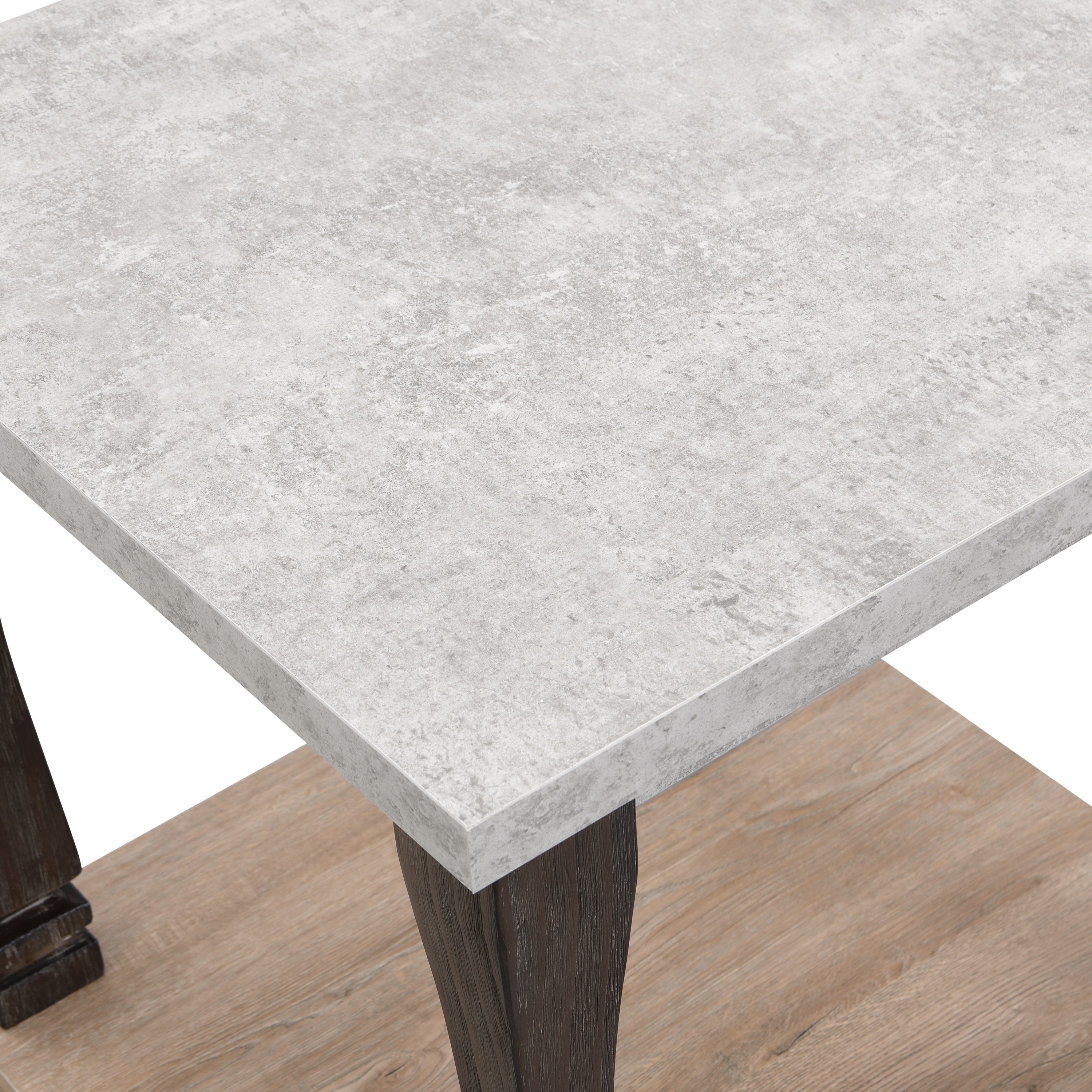 Mid-Century Rectangle End Table for Living Room, Wood Side Table with 2-Tier Storage Shelf - Grey Tabletop