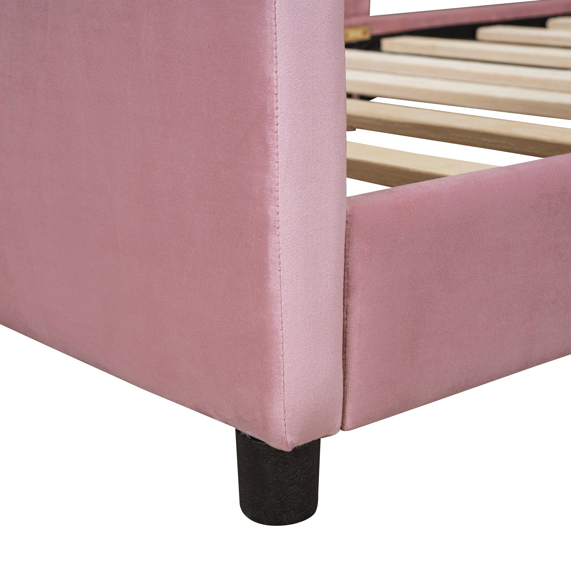Twin Size Upholstered Daybed with Rabbit Ear Shaped Headboard - Pink