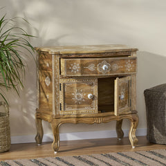 Rustic Wooden Cabinet 1 Drawer 2 Door Cabinet - Natural Wood