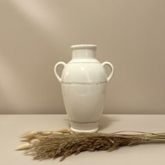 Modern Ceramic White Vase with 2 handles 12"