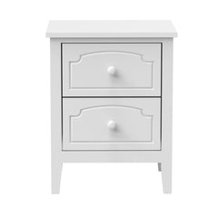 White Contemporary Roman Style, Solid Wood 2 Drawers Nightstand (1 piece)
