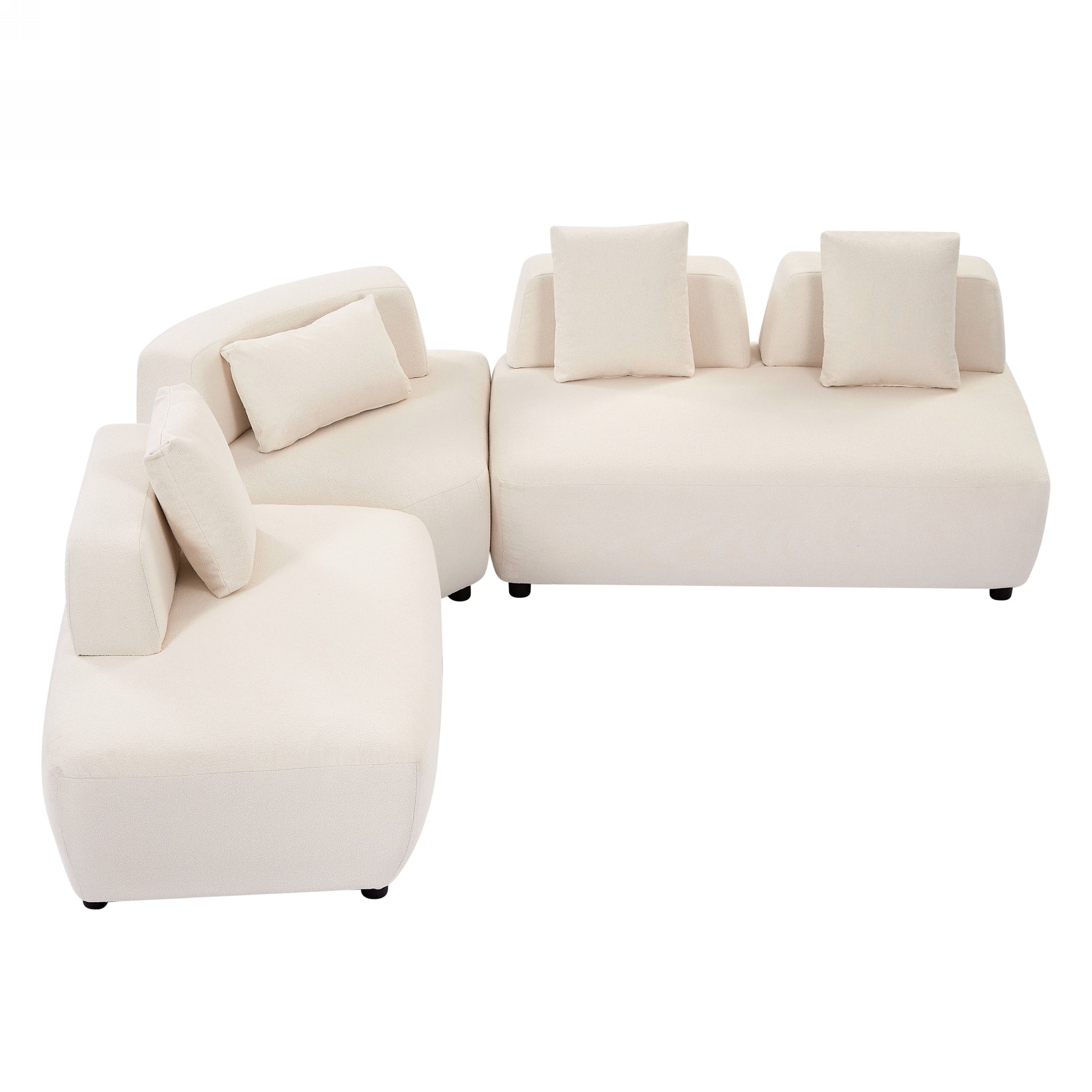 Contemporary 3-piece Sectional Sofa Free Convertible sofa with Four Removable Pillows - Beige