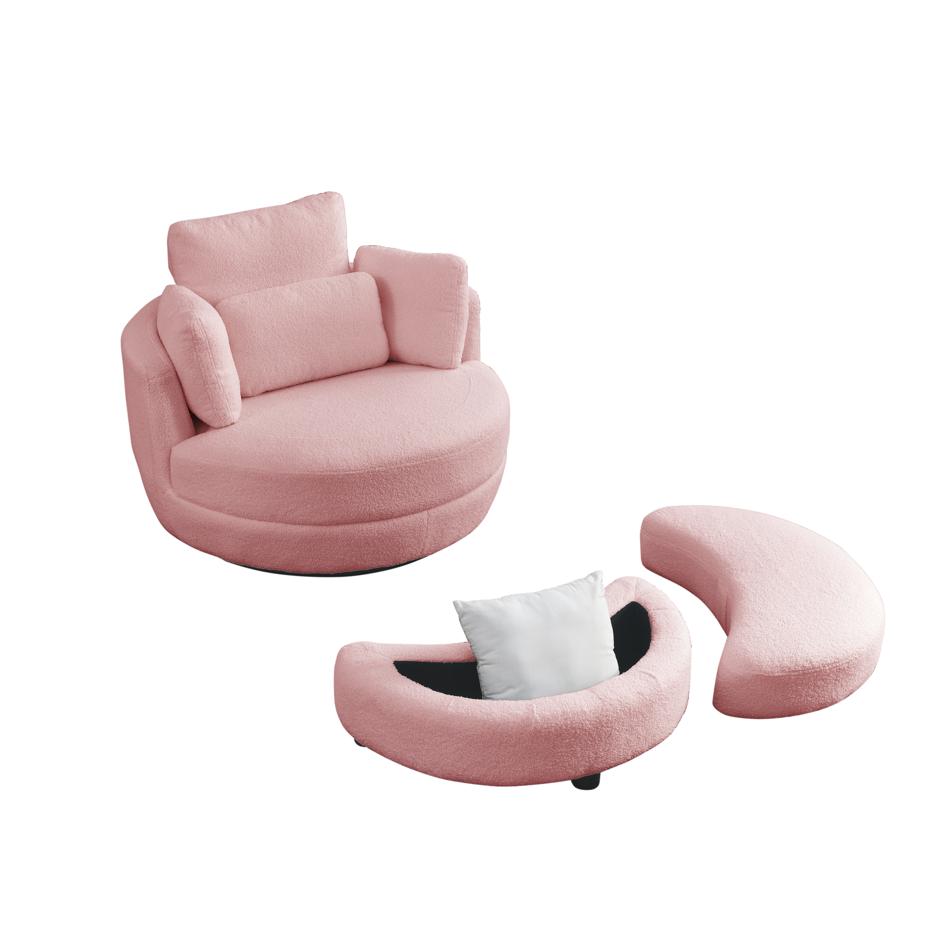 Chair with Moon Storage Ottoman