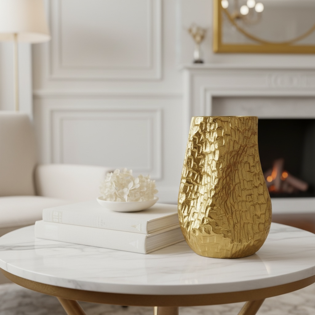 Modern Contemporary Gold Vase Shape 10"