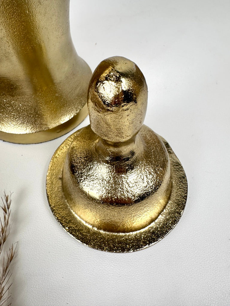 Gold Metal Ginger Jar Hammered Finish with Classic Lid 15" tall