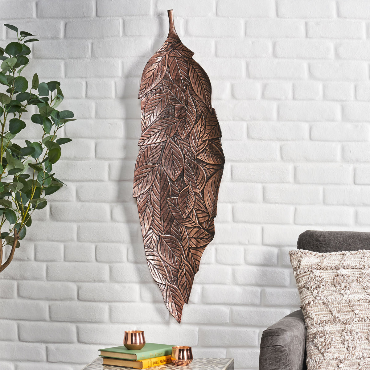 Handcrafted Leaf Wall Decor - Copper