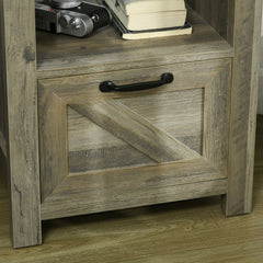 Farmhouse End Table, Rustic Side Cabinet with Drawer - Gray
