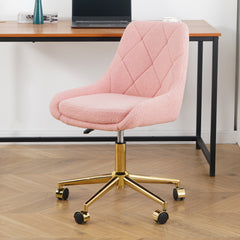 Modern Teddy Fleece Fabric with Gold Legs - Pink