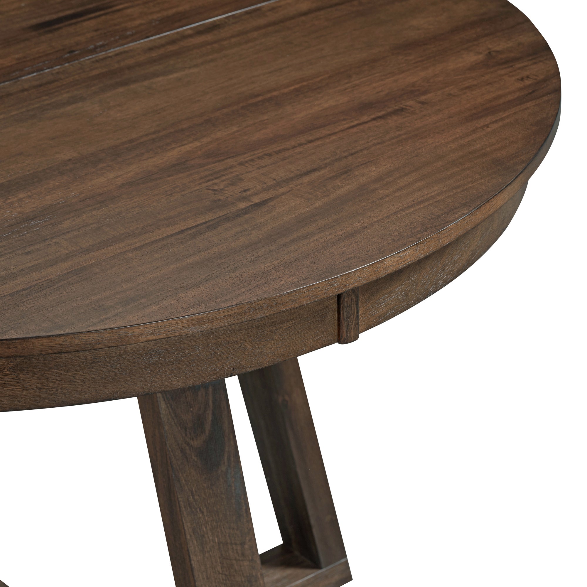 5-Piece Retro Functional Dining Set, Round Table with a 16"W Leaf and 4 Upholstered Chairs - Walnut