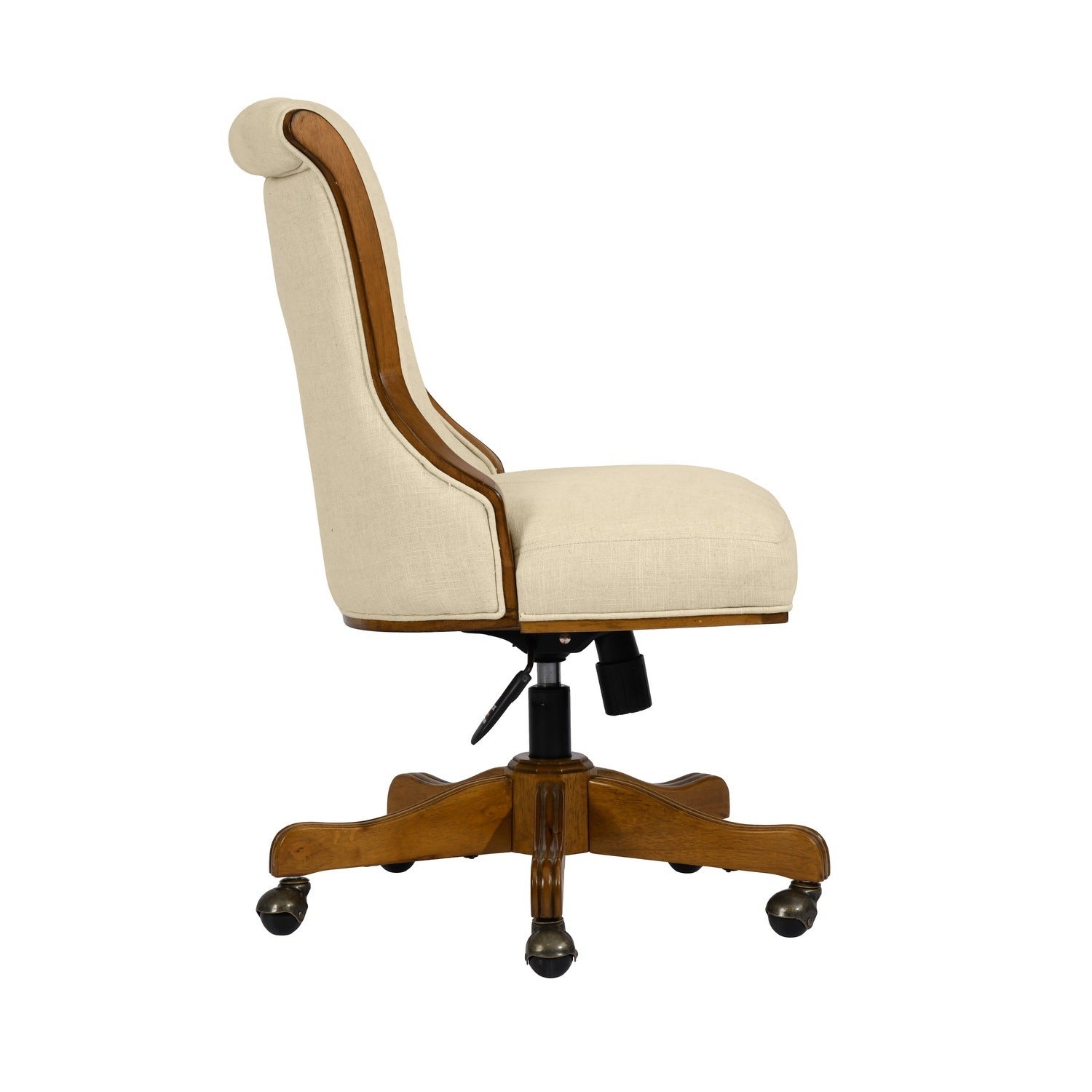 Elegant Home Office Chair Adjustable with Wheels - Beige