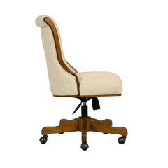 Elegant Home Office Chair Adjustable with Wheels - Beige