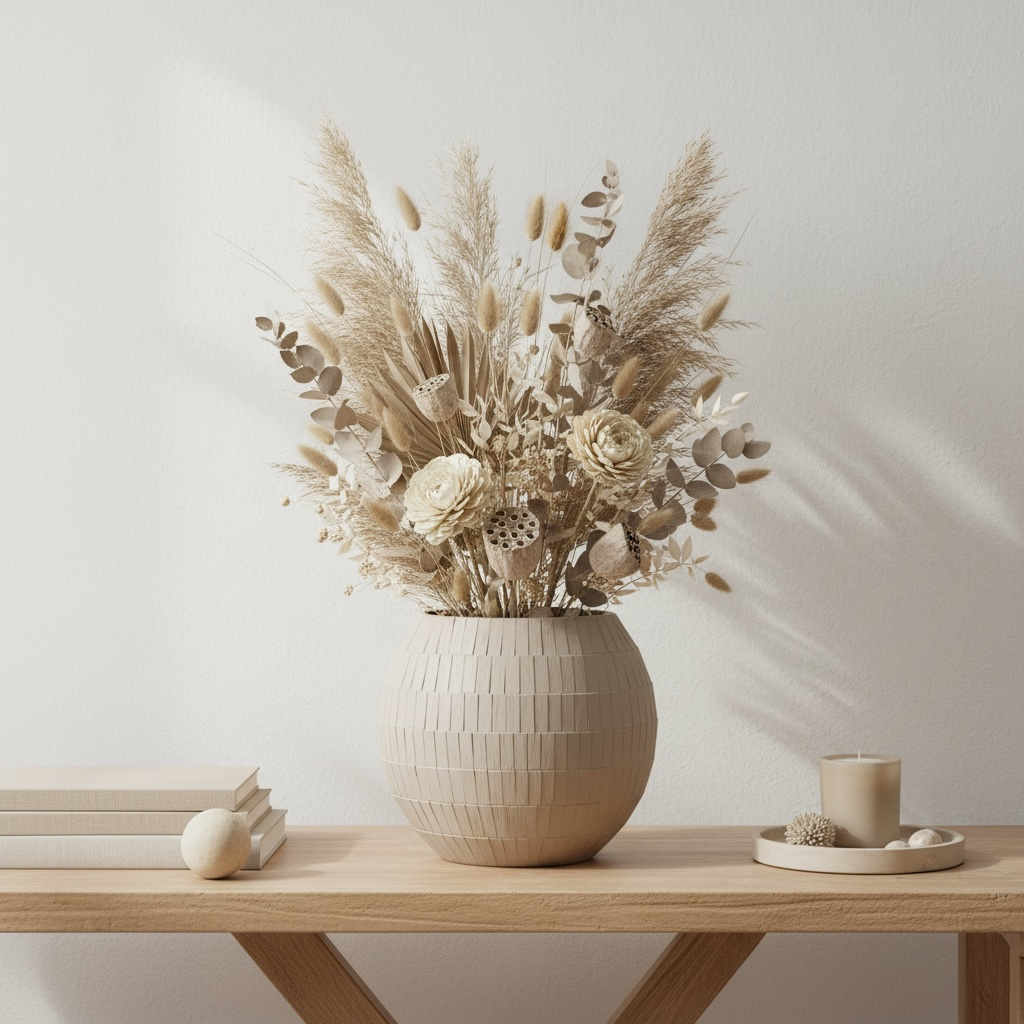 Mosaic Glass Vase 9", Tan Matte