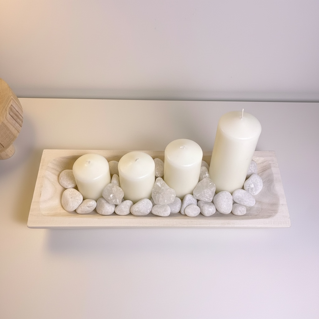 Paulownia Wood Boho Tray 20" long - Ivory Sand Whitewashed