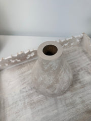 Beige Washed Wood Small Vase 6.5" tall