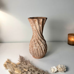 Twisted Ceramic Vase 12" tall Terracotta Brown