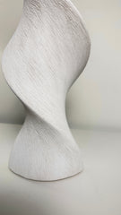 White Minimalist Twisted Vase, 16 Inch Tall, Modern Decorative Flower Vase