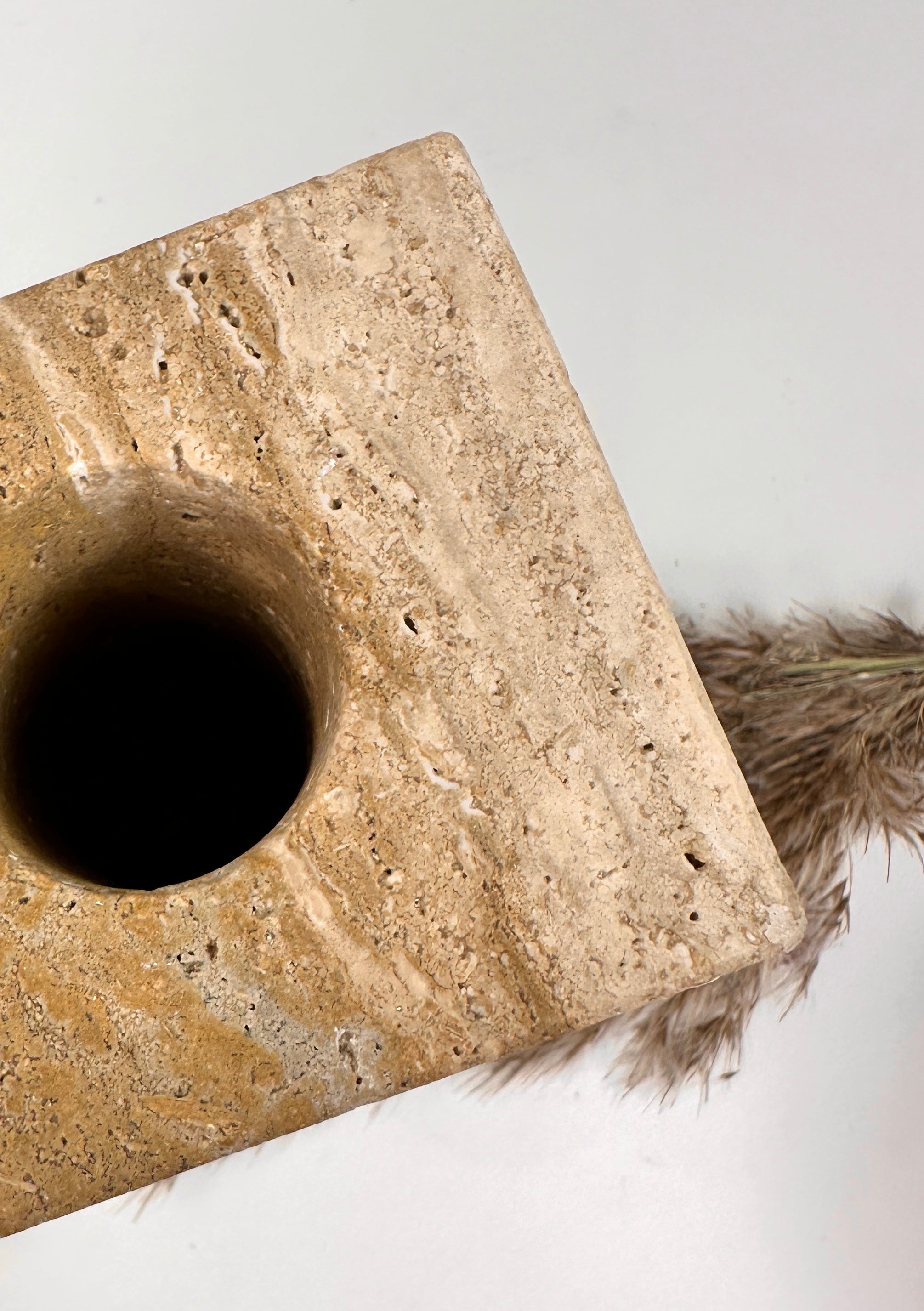 Handcrafted Organic Natural Stone Vase 6“ - Beige & Tan