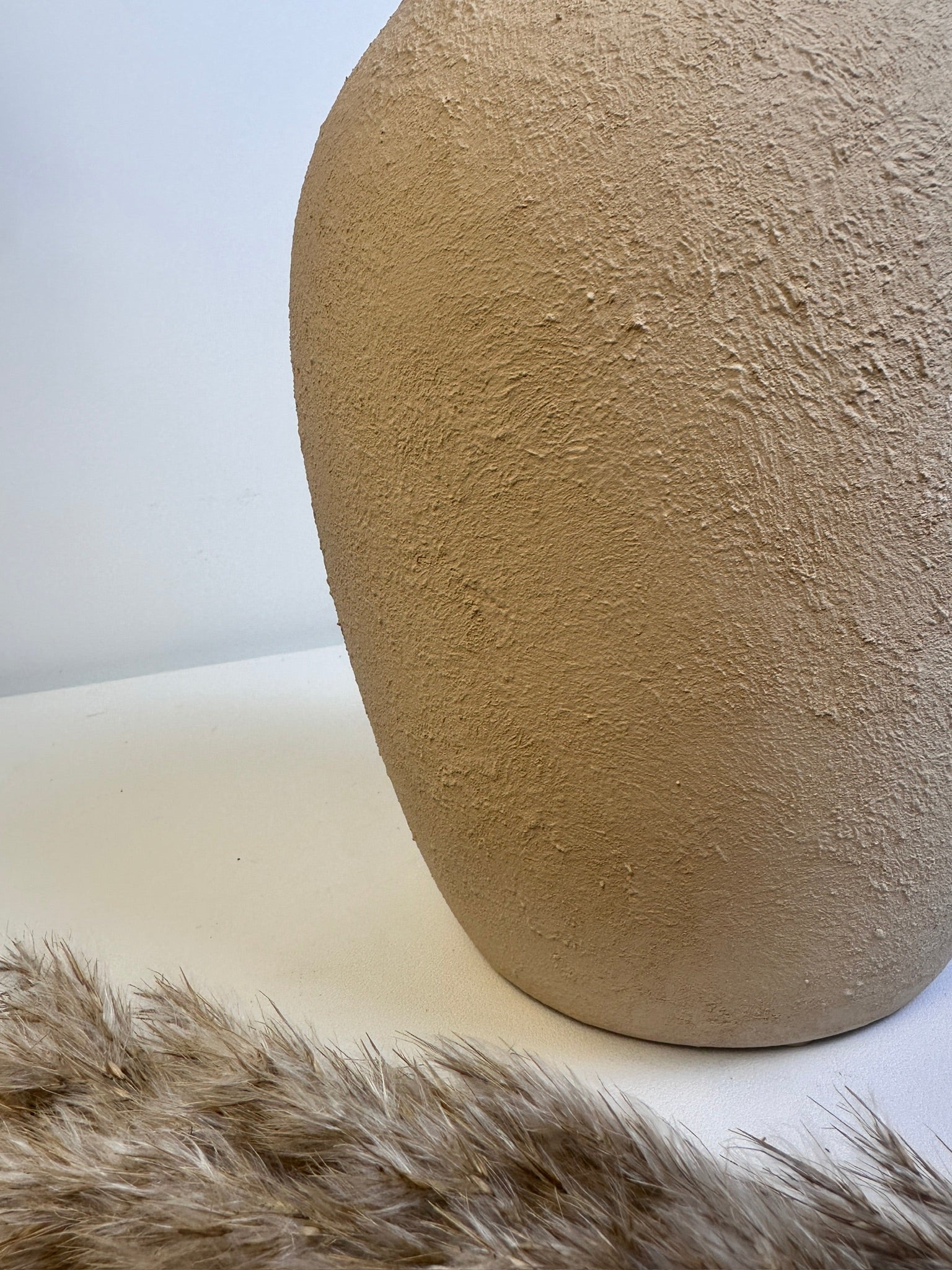 Minimalist Textured and Hand-Painted Ceramic Vase 10.5" tall -  Sand Tan