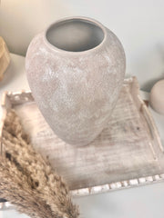 Minimalist Modern Ceramic Vase 12" tall - Hand-Painted Beige wash