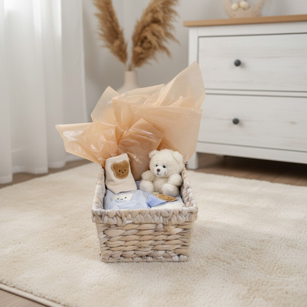 LUXURY BABY GIFT BAG - Cream/ Blue - Set of 7