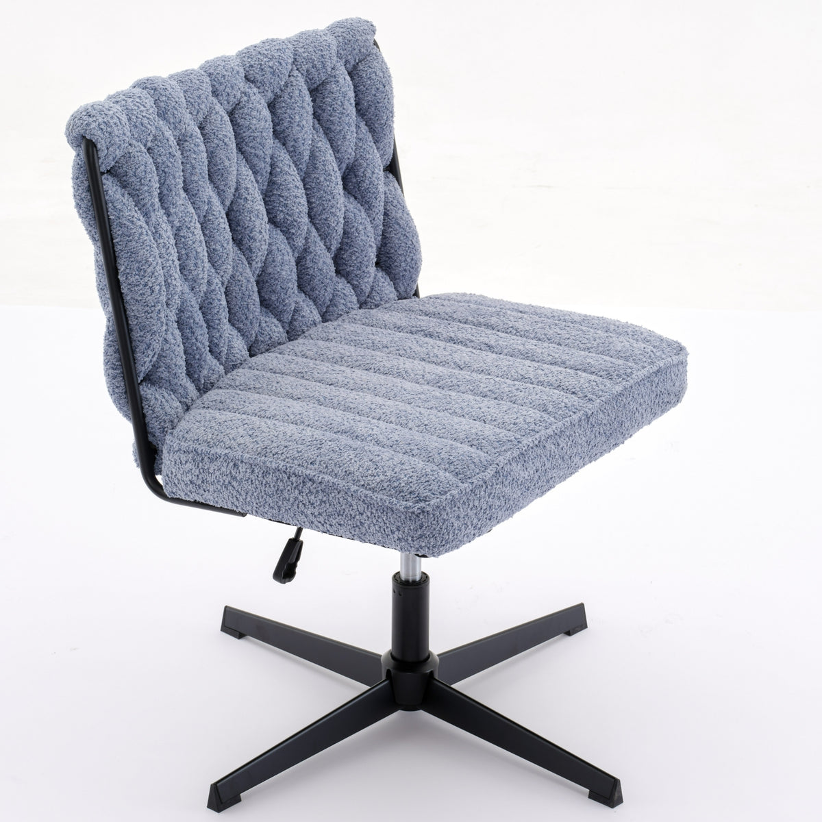 Armless Office Desk Chair No Wheels, Blue