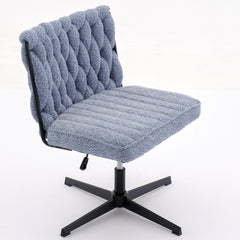 Armless Office Desk Chair No Wheels, Blue