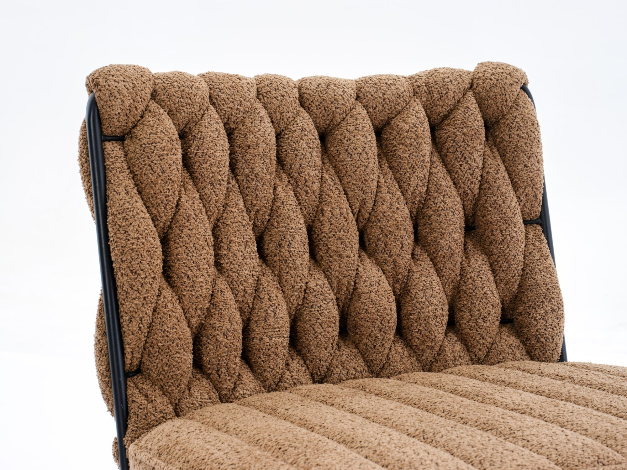Armless Office Desk Chair No Wheels, Brown