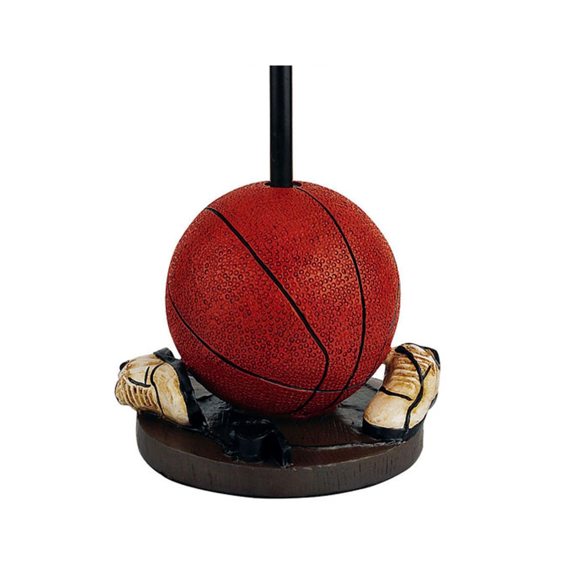 15" Tall Polyresin Accent Table Lamp, Basketball Shaped, Cone Linen Shade