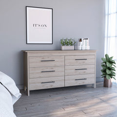 6 Drawer Double Dresser - Light Gray