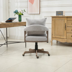 Office Chair Adjustable Swivel Chair Fabric Seat Home Study Chair - Light Gray