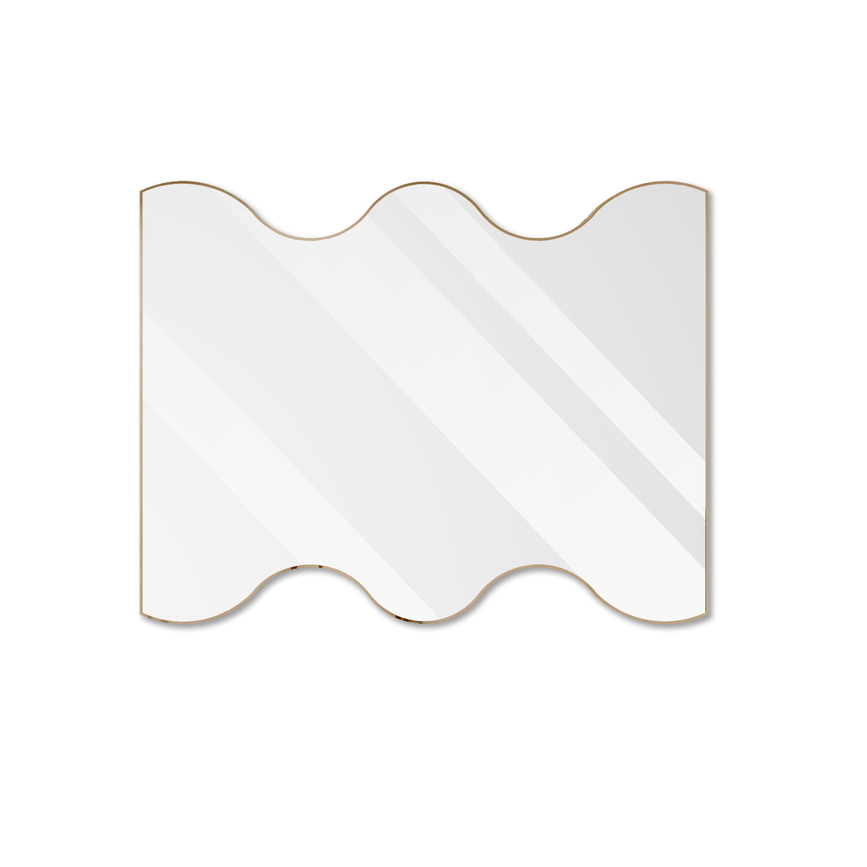 Wall Mirror 30x35 Inch Golden Rectangular Mirror with 2 Wavy Sides Metal Framed Mirror