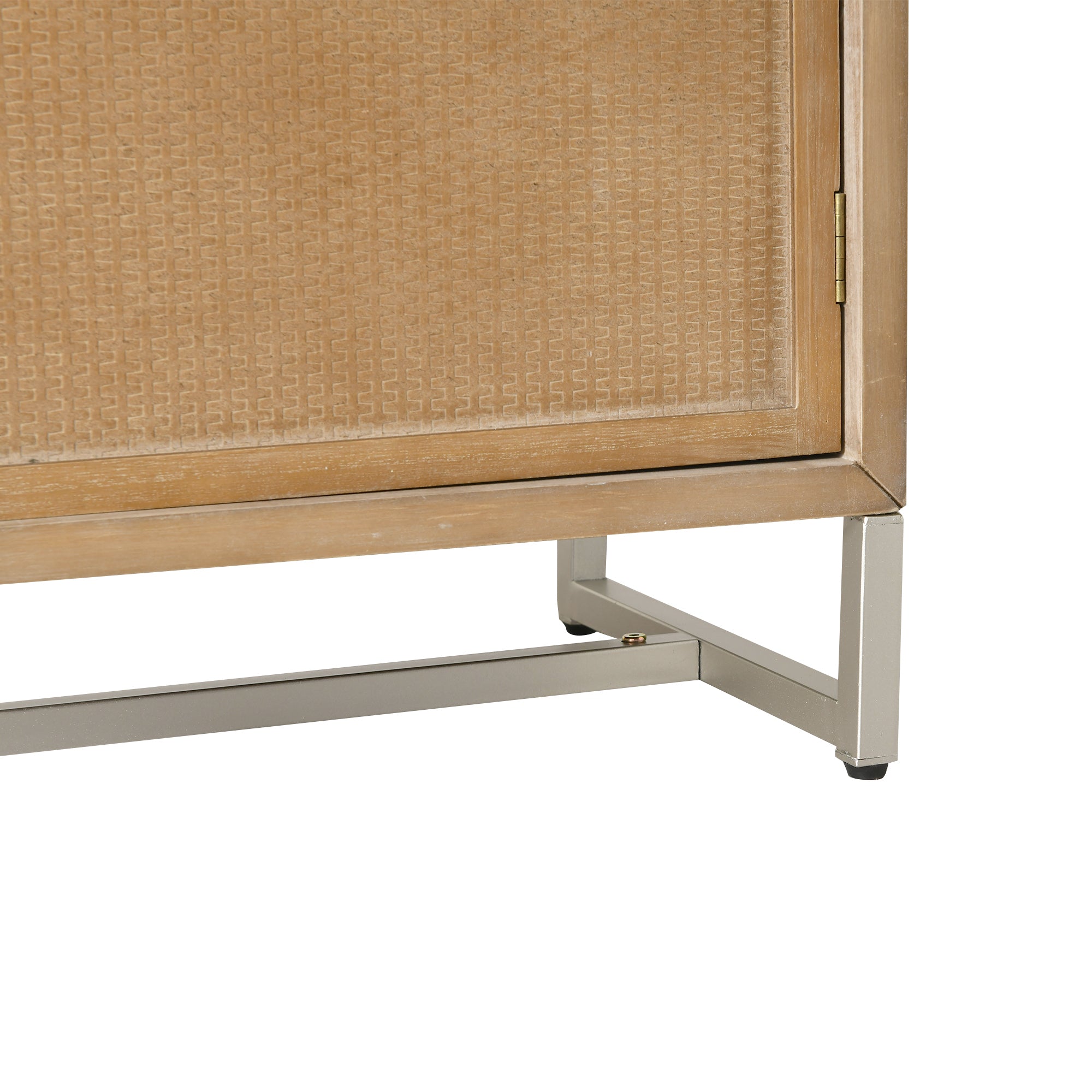 Handwoven End Table with Drawer, Cabinet, and Artisanal Wood Finish - No Assembly Required