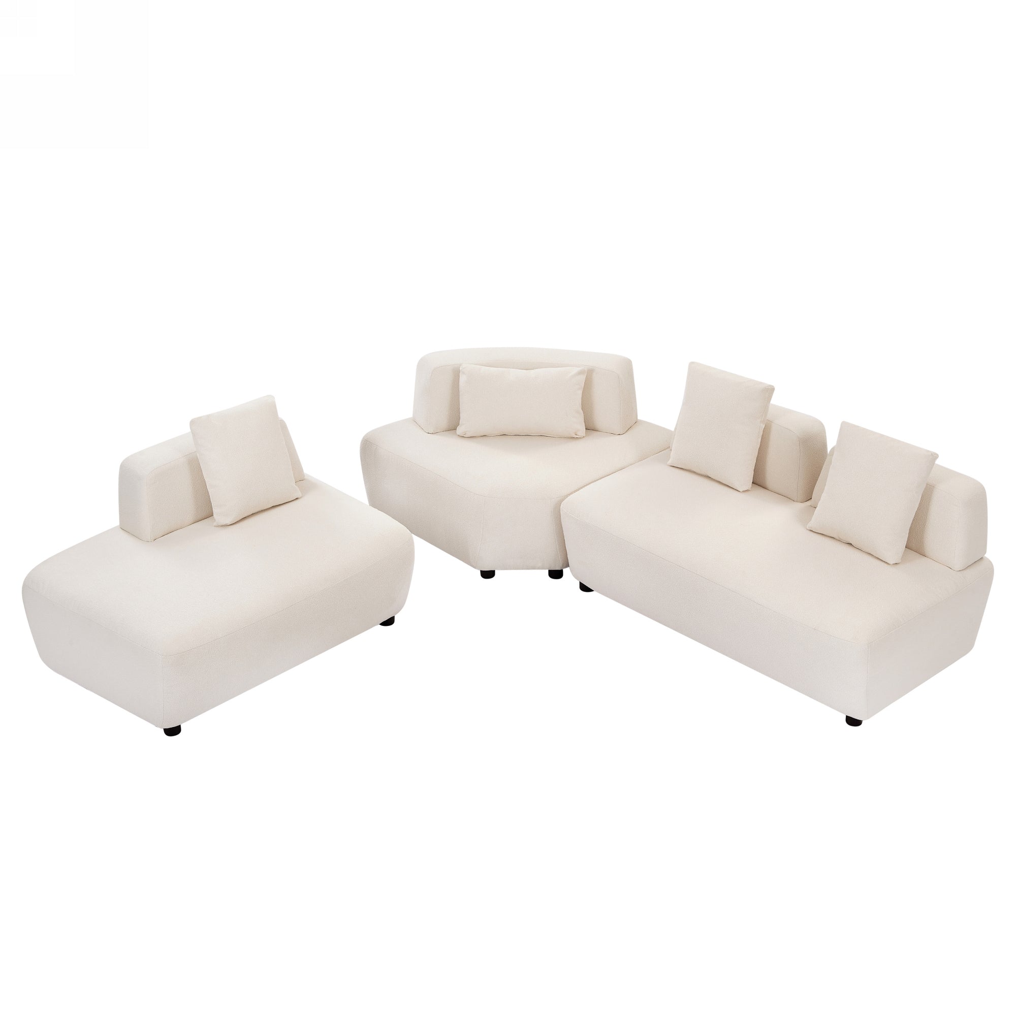 Contemporary 3-piece Sectional Sofa Free Convertible sofa with Four Removable Pillows - Beige