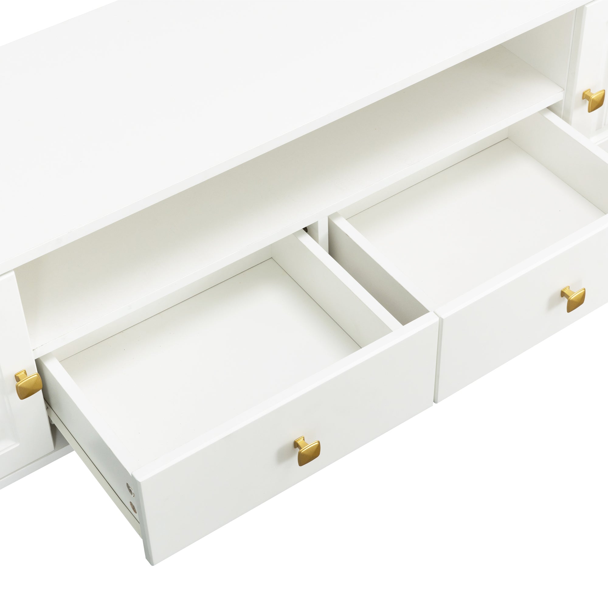 TV Media Console with LED Remote Control Light - White