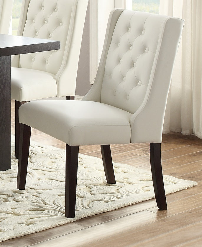 Modern Faux Leather White Tufted Dining Seat Chair (Set of 2) - White