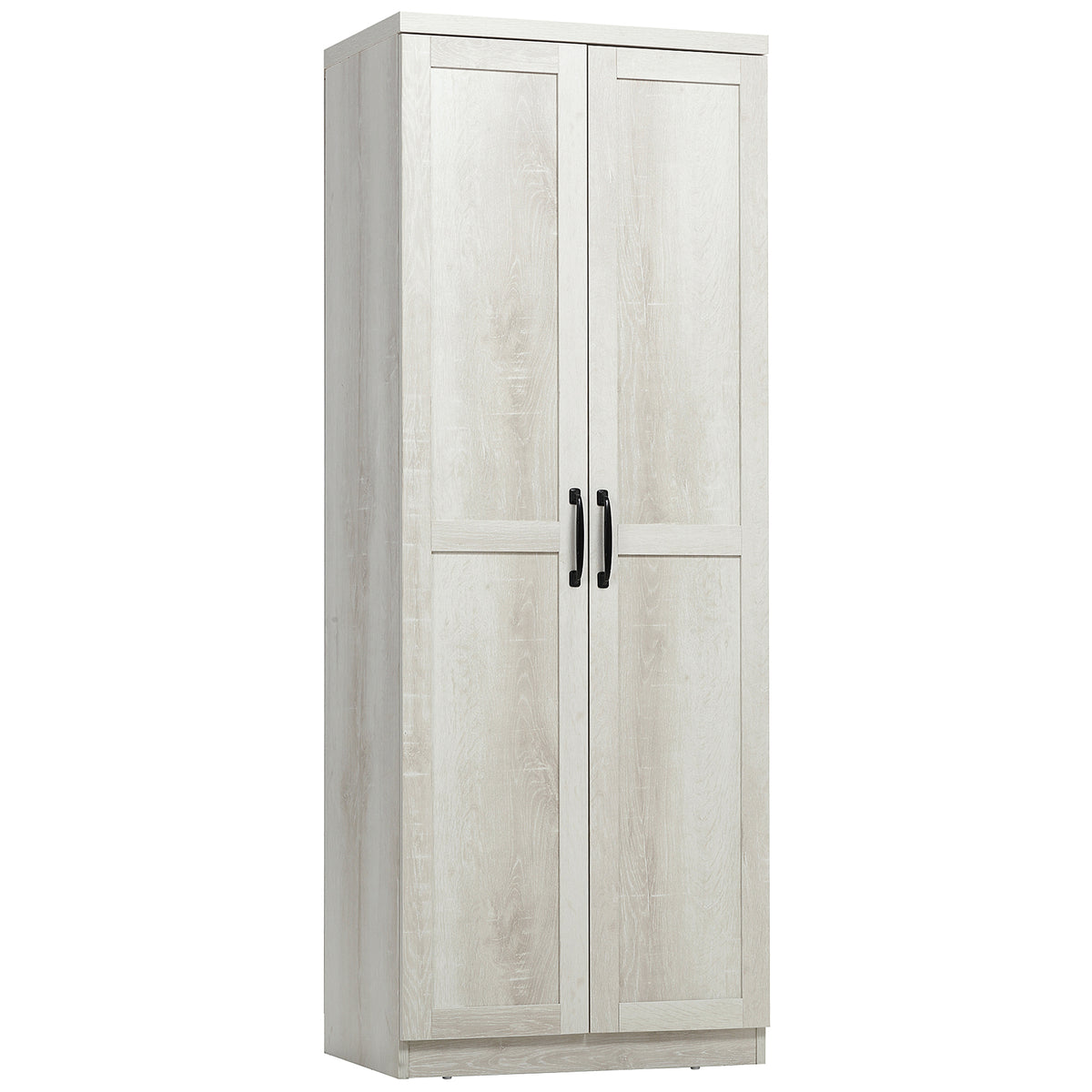 63' 2-Door Kitchen Pantry, Freestanding Storage Cabinet with 5-tier Shelving and 2 Adjustable Shelves for Dining Room, Antique White